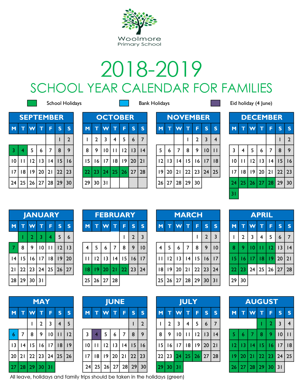 Term Dates 201819 Woolmore Primary School